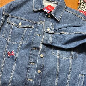 Disney Old Navy Blue Denim Jacket with Red Embroidered Detail